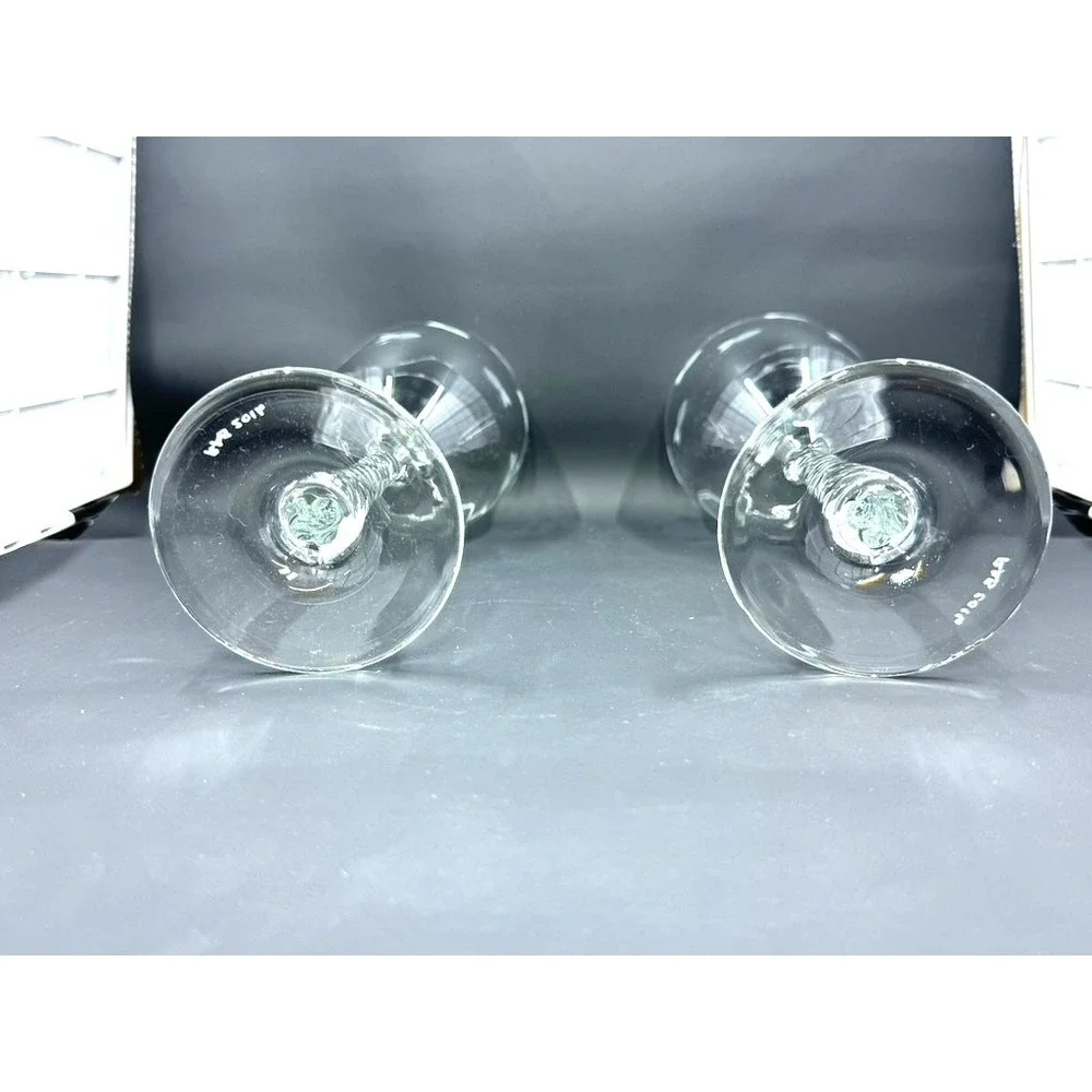 Etched Wine Glass Set Of 2, Cut Out Fish, Signed, RAB 2016, White‎ Wine,